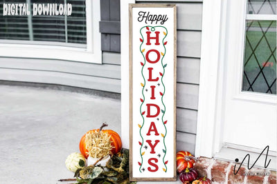 Happy Holidays porch sign svg, winter porch svg, christmas home decor, winter porch sign SVG Isabella Machell 