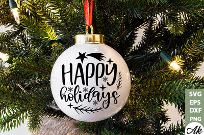 Happy holidays Round Sign SVG akazaddesign 