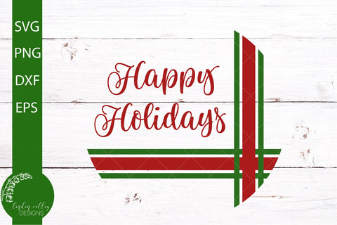 Happy Holidays Round Sign SVG-Plaid Christmas Round SVG SVG Linden Valley Designs 