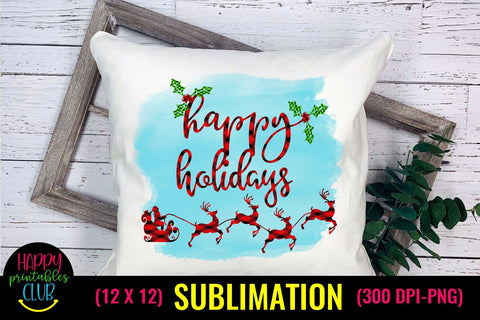 Happy Holidays Sublimation - Christmas Sublimation Design Sublimation Happy Printables Club 