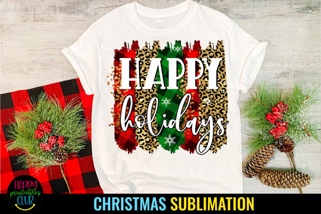 Happy Holidays Sublimation I Christmas Sublimation Design Sublimation Happy Printables Club 