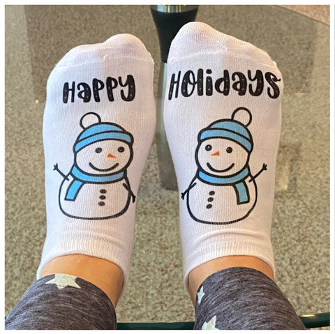 Happy Holidays Sublimation Socks | Snowman Christmas Socks SVG Stacy's Digital Designs 