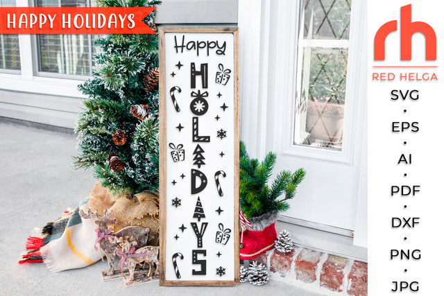 Happy Holidays SVG - Christmas Porch Sign Cut File SVG RedHelgaArt 