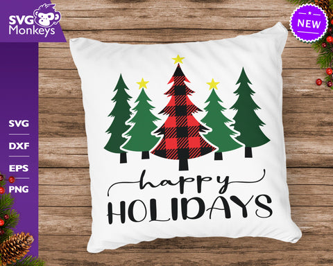 Happy Holiday's Svg, Christmas Trees Buffalo Plaid Svg SVG SvgMonkeys 
