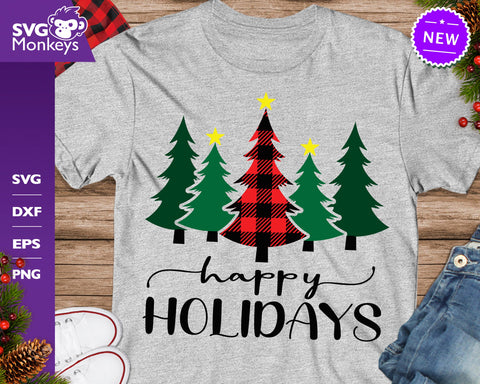 Happy Holiday's Svg, Christmas Trees Buffalo Plaid Svg SVG SvgMonkeys 