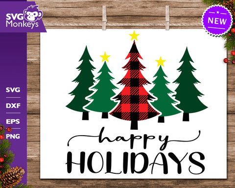 Happy Holiday's Svg, Christmas Trees Buffalo Plaid Svg SVG SvgMonkeys 