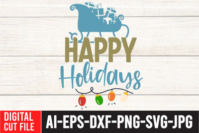 Happy Holidays SVG Design , Christmas SVG Bundle SVG BlackCatsMedia 