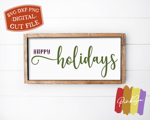 Happy Holidays SVG Files | Christmas Svg | Holidays Svg | Winter Svg | Commercial Use | Cricut | Silhouette | Digital Cut Files (1096798817) SVG PinkZou 