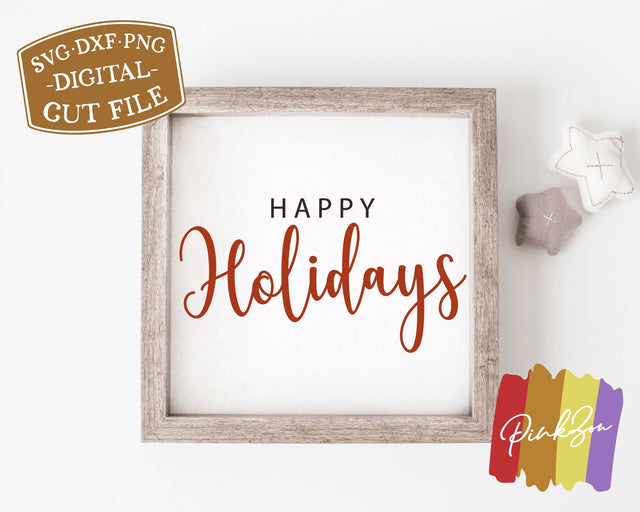 Happy Holidays SVG Files | Christmas Svg | Winter Svg | Farmhouse Svg | Commercial Use | Digital Cut Files (1256351354) SVG PinkZou 