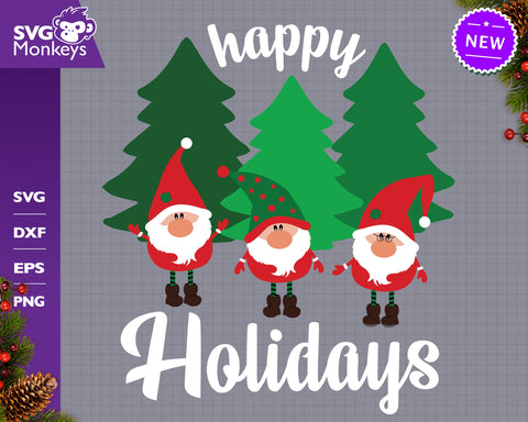 Happy Holidays Svg, Holidays Gnomes Svg, Christmas Gnome Svg SVG SvgMonkeys 