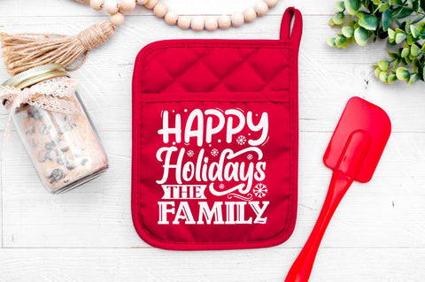 Happy holidays the family, Christmas pot Holder Design SVG DESIGNISTIC 