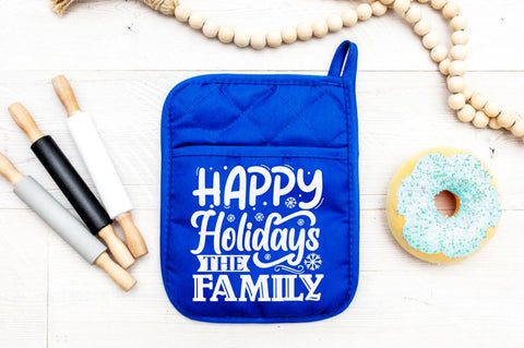 Happy holidays the family, Christmas pot Holder Design SVG DESIGNISTIC 
