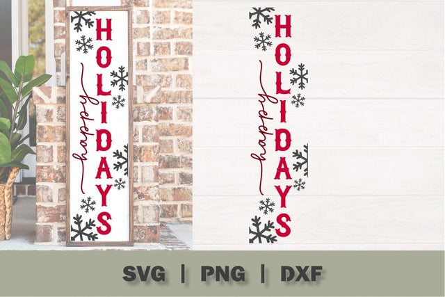 Happy Holidays Vertical Sign SVG SVG Ollive Studio 