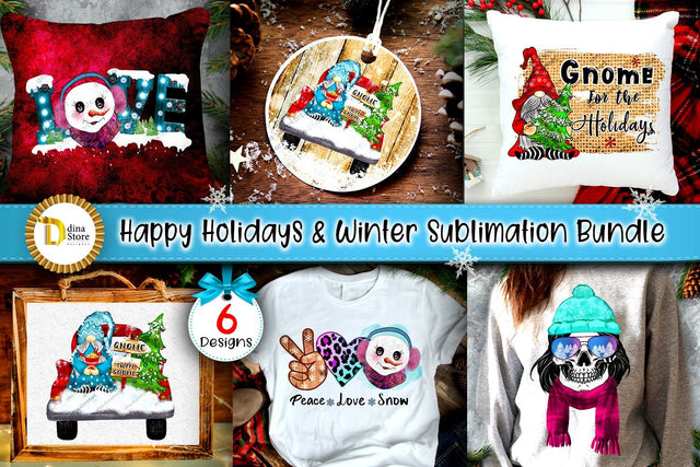 Happy Holidays & Winter Sublimation Designs Bundle Sublimation Dina.store4art 