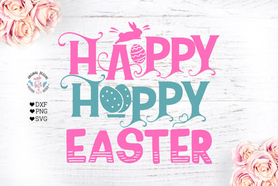 Happy Hoppy Easter Cut File SVG Graphic House Design 