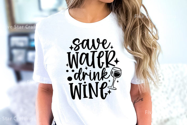 Happy hour SVG Design, Save water drink wine SVG FiveStarCrafting 