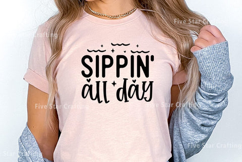 Happy hour SVG Design, Sippin all day SVG FiveStarCrafting 