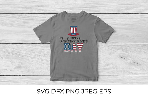Happy Independence Day lettering. Uncle Sam hat SVG LaBelezoka 