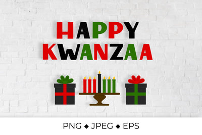 Happy Kwanzaa hand lettering. African American festival Sublimation LaBelezoka 