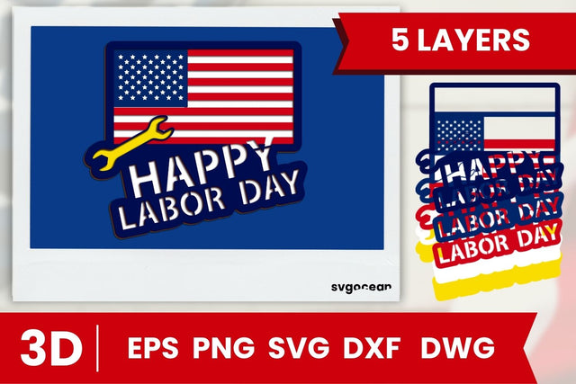 Happy Labor Day Layered Cut File SVG SvgOcean 