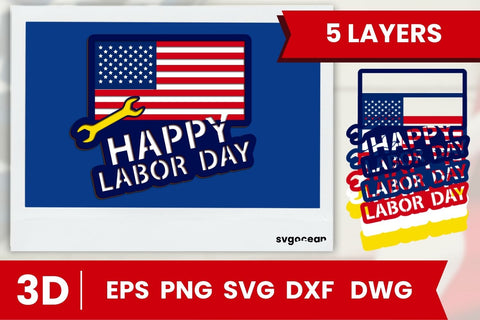 Happy Labor Day Layered Cut File SVG SvgOcean 