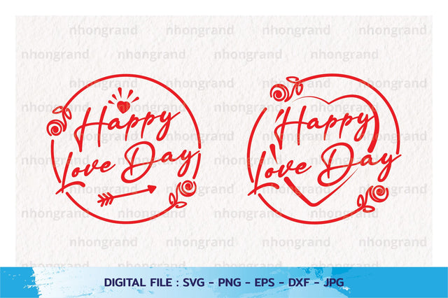 happy love day with Rose circle frame Silhouette, PNG SVG File, Digital Download SVG nhongrand 