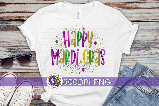 Happy Mardi Gras PNG for Sublimation Sublimation Greedy Stitches 