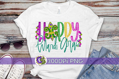 Happy Mardi Gras PNG for Sublimation Sublimation Greedy Stitches 