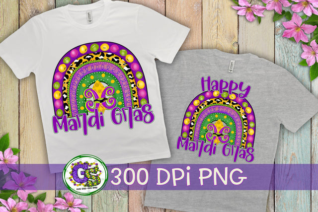 Happy Mardi Gras Rainbow PNG for Sublimation Sublimation Greedy Stitches 