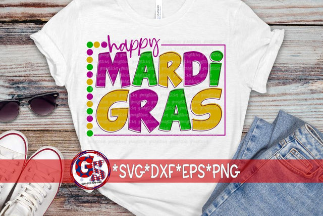 Happy Mardi Gras SVG DXF EPS PNG SVG Greedy Stitches 