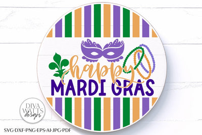 Happy Mardi Gras SVG | Round Welcome Design SVG Diva Watts Designs 