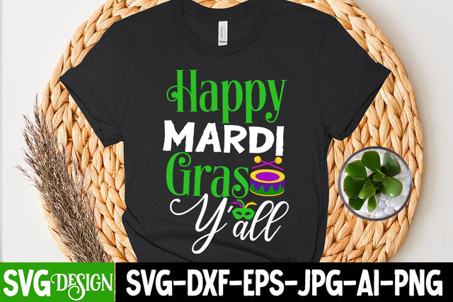Happy Mardi Gras Y'all SVG Cut File, Happy Mardi Gras Y'all PNG ,Happy Mardi Gras Y'all Quotes SVG BlackCatsMedia 