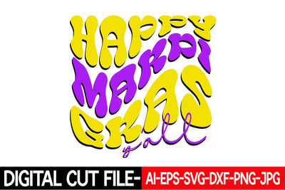 happy mardi gras y'all Svg Cut File SVG Blessedprint 
