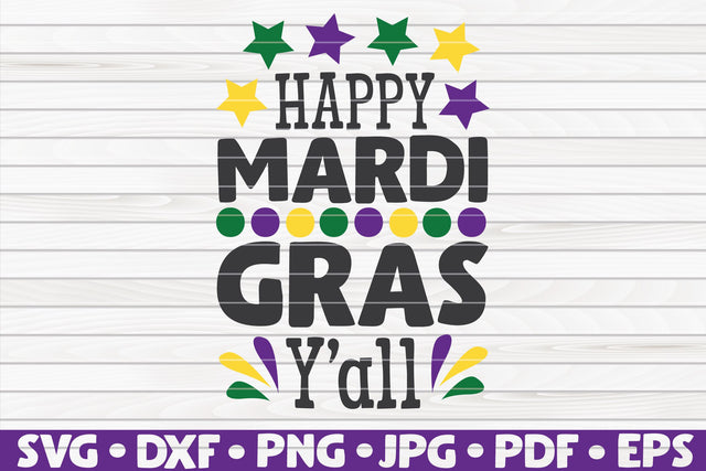 Happy Mardi gras y'all SVG | Mardi Gras quote SVG HQDigitalArt 