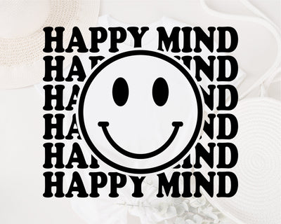 Happy Mind Happy Life Svg, Choose Happy svg, Smile svg, Mental Health svg, Smiley Face SVG, Inspirational svg, Positivity svg, Motivational SVG Fauz 