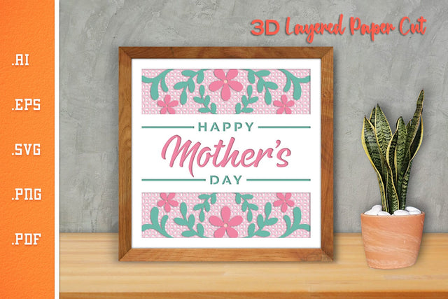 Happy Mothers Day 11 - 3D Layered Paper Cut SVG SVG Slim Studio 