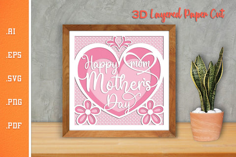 Happy Mothers Day 12 - 3D Layered Paper Cut SVG SVG Slim Studio 