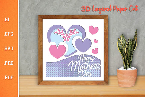 Happy Mothers Day 13 - 3D Layered Paper Cut SVG SVG Slim Studio 