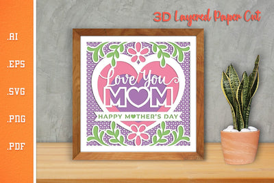 Happy Mothers Day 14 - 3D Layered Paper Cut SVG SVG Slim Studio 