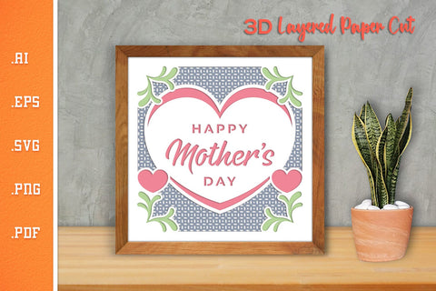 Happy Mothers Day 15 - 3D Layered Paper Cut SVG SVG Slim Studio 