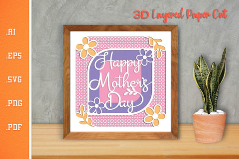 Happy Mothers Day 16 - 3D Layered Paper Cut SVG SVG Slim Studio 