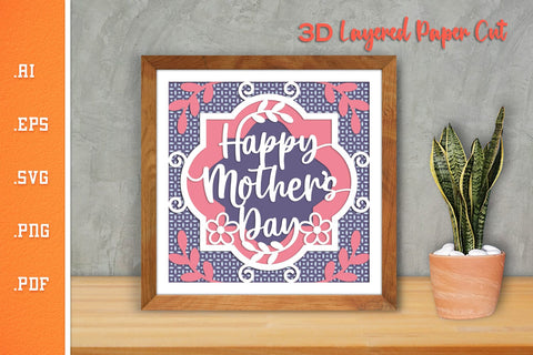 Happy Mothers Day 17 - 3D Layered Paper Cut SVG SVG Slim Studio 