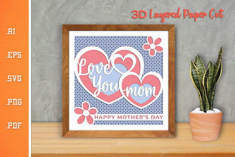 Happy Mothers Day 18 - 3D Layered Paper Cut SVG SVG Slim Studio 