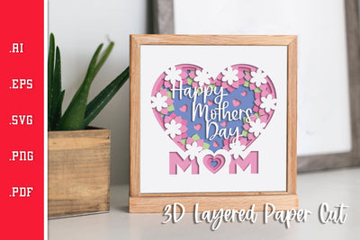Happy Mothers Day 3D Layered Paper Cut - SVG SVG Slim Studio 