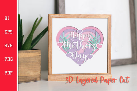 Happy Mothers Day 4 - 3D Layered Paper Cut SVG SVG Slim Studio 