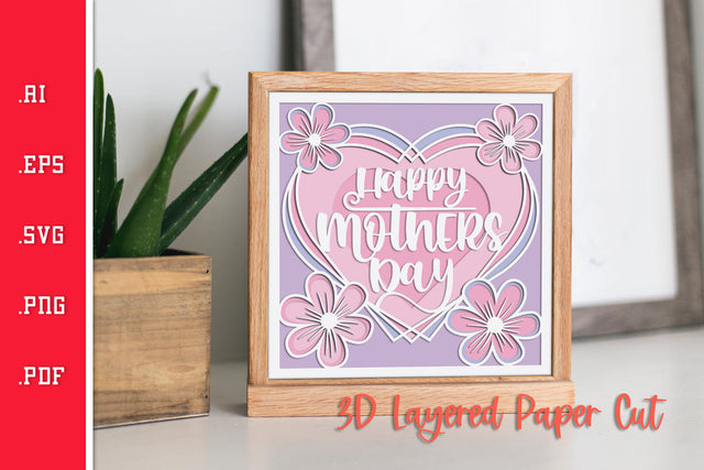 Happy Mothers Day 5 - 3D Layered Paper Cut SVG SVG Slim Studio 