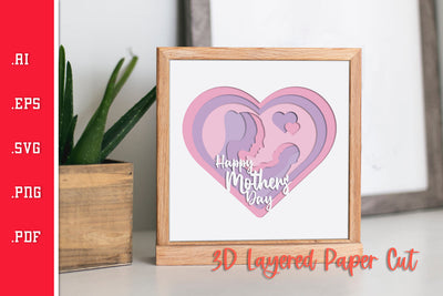 Happy Mothers Day 6 - 3D Layered Paper Cut SVG SVG Slim Studio 