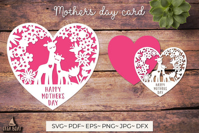 Happy mothers day card | Mothers day heart papercut 3D Paper Olga Boat Design 