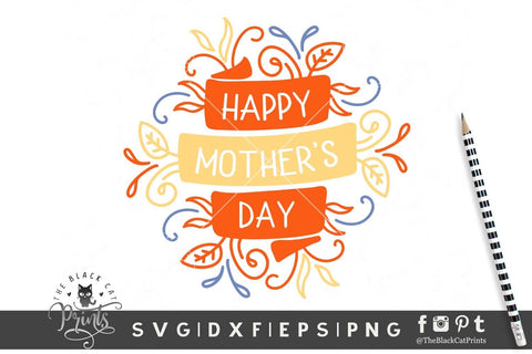 Happy Mother’s Day Floral Banner cut file SVG TheBlackCatPrints 
