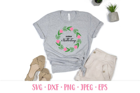 Happy Mothers Day in German SVG. Zum Muttertag. Round sign SVG LaBelezoka 